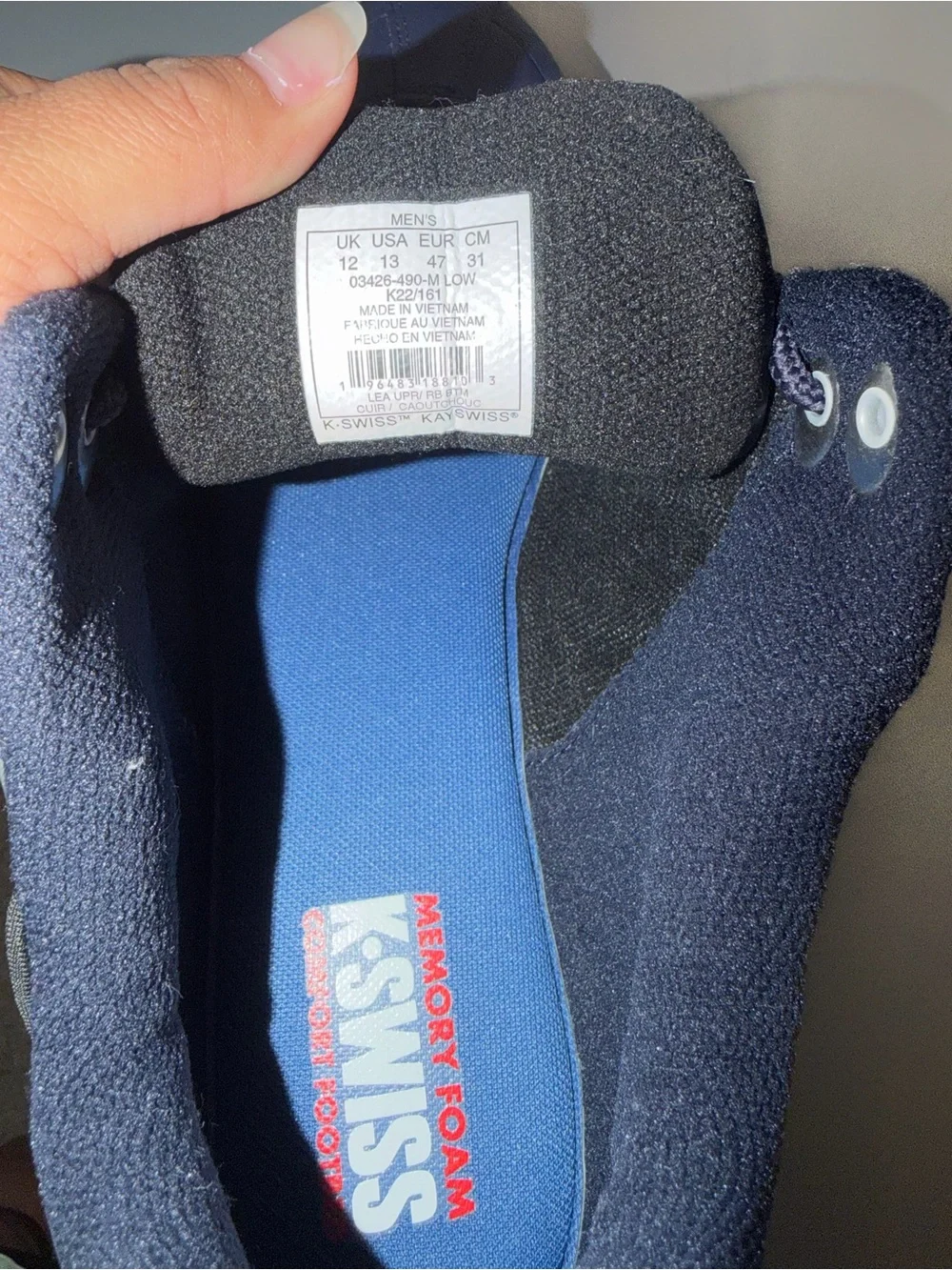 K-Swiss Navy and White Kids Athletic Sneakers